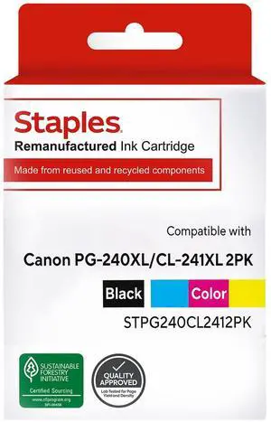Remanufactured PG-240XL/CL-241XL Ink Cartridges Black/Tri-Color High Yield Replacement for Canon PG-240XL/CL-241XL (2-Pack) Remanufactured PG-240XL/CL-241XL Ink Cartridges Black/Tri-Color High Yield Replacement for Canon PG-240XL/CL-241XL (2-Pack)