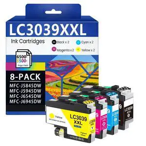 LC3039 LC3039XXL (8Pack, 2BK/2C/2M/2Y) Ink Cartridges High Yield Replacement for Brother LC3039BK LC3039C LC3039M LC3039Y Ink Cartridges MFC-J5845DW MFC-J6945DW MFC-J6545DW MFC-J5945DW Printer LC3039 LC3039XXL (8Pack, 2BK/2C/2M/2Y) Ink Cartridges High Yield Replacement for Brother LC3039BK LC3039C LC3039M LC3039Y Ink Cartridges MFC-J5845DW MFC-J6945DW MFC-J6545DW MFC-J5945DW Printer
