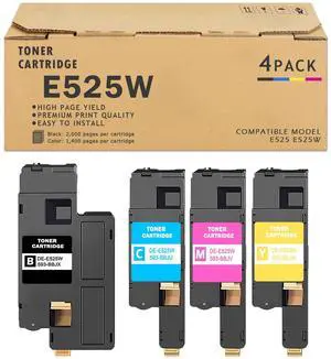 E525W Toner Cartridge Replacement for Dell E525 525w to use with DELL E525w Wireless Color Printer for 593-BBJX 593-BBJU 593-BBJV 593-BBJW (Black Cyan Magenta Yellow, 4 Pack) E525W Toner Cartridge Replacement for Dell E525 525w to use with DELL E525w Wireless Color Printer for 593-BBJX 593-BBJU 593-BBJV 593-BBJW (Black Cyan Magenta Yellow, 4 Pack)