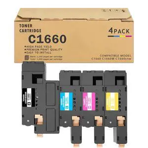C1660 Toner Cartridge Replacement for 4G9HP DWGCP V3W4C V53F6 Toner Compatible with Dell C1660 C1660W C1660cnw Printer (Black Cyan Magenta Yellow, 4 Pack) C1660 Toner Cartridge Replacement for 4G9HP DWGCP V3W4C V53F6 Toner Compatible with Dell C1660 C1660W C1660cnw Printer (Black Cyan Magenta Yellow, 4 Pack)