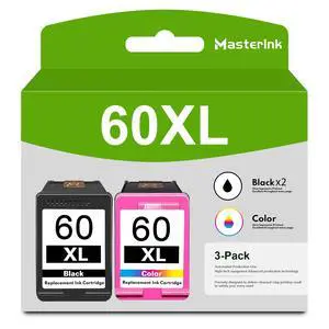60XL Ink Cartridges Combo Pack Color Replacement for HP 60XL 60 Black High-yield Ink Cartridge Works with DeskJet D2500 D5560 ENVY 100 110 120 PhotoSmart C4780 C4700 Printer (3Pack, 2Black 1Tri-Color) 60XL Ink Cartridges Combo Pack Color Replacement for HP 60XL 60 Black High-yield Ink Cartridge Works with DeskJet D2500 D5560 ENVY 100 110 120 PhotoSmart C4780 C4700 Printer (3Pack, 2Black 1Tri-Color)