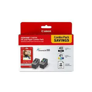 PG-40/CL-41 Genuine Black Ink and Color Cartridge Value Pack with 50-Sheet Photo Paper, Compatible with iP2600/1800/1700/1600, MX310/300, MP470/460/450/210/170/160/150/140/180/190, JX200/210P PG-40/CL-41 Genuine Black Ink and Color Cartridge Value Pack with 50-Sheet Photo Paper, Compatible with iP2600/1800/1700/1600, MX310/300, MP470/460/450/210/170/160/150/140/180/190, JX200/210P