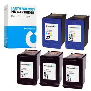 21 and 22 Combo Pack Replacement Ink Cartridge for HP Printers (3 Black, 2 Color) 21 and 22 Combo Pack Replacement Ink Cartridge for HP Printers (3 Black, 2 Color)