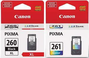 PG-260 XL Black Ink Cartridge + CL-261 Color Ink Cartridge (Retail Packaging) PG-260 XL Black Ink Cartridge + CL-261 Color Ink Cartridge (Retail Packaging)