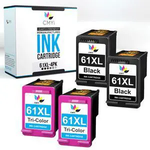 Replacement 61XL Printer Ink Cartridges Combo Pack for HP DeskJet 2050A, 2510, 2511, 2512, 2514, 2540, Envy 4500, 4501, 4502, 4503, 4504, 4505, 4506, 4507, 4508, 4509 Printers (2 Black, 2 Color) Replacement 61XL Printer Ink Cartridges Combo Pack for HP DeskJet 2050A, 2510, 2511, 2512, 2514, 2540, Envy 4500, 4501, 4502, 4503, 4504, 4505, 4506, 4507, 4508, 4509 Printers (2 Black, 2 Color)