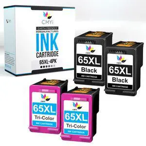 Replacement 65XL Printer Ink Cartridges Combo Pack for HP DeskJet 3752, 3755, 3758, 3760, 3762, 3764, 3772, 2600, 2620, 2622, 2624, Envy 5010, 5012, 5014, 5020, 5030 Printers (2 Black, 2 Color) Replacement 65XL Printer Ink Cartridges Combo Pack for HP DeskJet 3752, 3755, 3758, 3760, 3762, 3764, 3772, 2600, 2620, 2622, 2624, Envy 5010, 5012, 5014, 5020, 5030 Printers (2 Black, 2 Color)