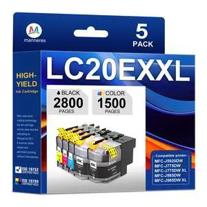 LC20EXXL Ink Cartridge High Yield Replacement for Brother LC20E XXL LC20EXXL Ink Cartridges for MFC-J5920DW MFC-J775DW MFC-J775DWXL MFC-J985DW MFC-J985DWXL Printer(5Pack,2BK/1C/1Y/1M) LC20EXXL Ink Cartridge High Yield Replacement for Brother LC20E XXL LC20EXXL Ink Cartridges for MFC-J5920DW MFC-J775DW MFC-J775DWXL MFC-J985DW MFC-J985DWXL Printer(5Pack,2BK/1C/1Y/1M)