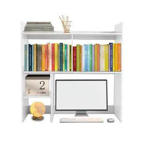 Desk Hutch, Desktop Shelf for Computer Desk, White 3-Tier Display Rack, Multipurpose Wood Bookshelf Storage Organizer for Dorm Office Home Desk Hutch, Desktop Shelf for Computer Desk, White 3-Tier Display Rack, Multipurpose Wood Bookshelf Storage Organizer for Dorm Office Home