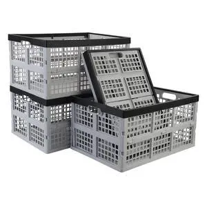 42 Liter 4 Pack Collapsible Plastic Storage Crates, Folding Crate Storage, Stackable Utility Totes for Car Trunk, Home, Office, and Pantry Organization 42 Liter 4 Pack Collapsible Plastic Storage Crates, Folding Crate Storage, Stackable Utility Totes for Car Trunk, Home, Office, and Pantry Organization