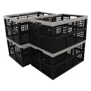 Large Collapsible Storage Crates, 42 Liter Plastic Foldable Crate Bins Set of 4 Large Collapsible Storage Crates, 42 Liter Plastic Foldable Crate Bins Set of 4