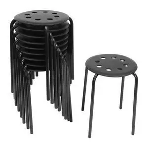 10 Pack Stacking Stools Set with Metal Frame, 17 in Portable Classroom Stackable Plastic Stools Backless White Stool + Round Top for Children Students School Office Home Kitchen. (Black) 10 Pack Stacking Stools Set with Metal Frame, 17 in Portable Classroom Stackable Plastic Stools Backless White Stool + Round Top for Children Students School Office Home Kitchen. (Black)