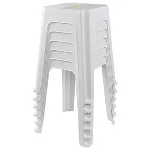 6-Pack 18.7 inch Height Square Portable Plastic Seat Stool, White | Convenient Carry Hole, Stable Support Legs, Stackable for Storage, for Home Restaurant School Party Use 6-Pack 18.7 inch Height Square Portable Plastic Seat Stool, White | Convenient Carry Hole, Stable Support Legs, Stackable for Storage, for Home Restaurant School Party Use
