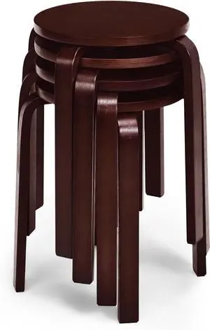 Bentwood Stackable Stools Set of 4, 18" Student Small Group Chairs with 330LBS Capacity, Round Top, Anti-Slip Felt Pads, Stools for Classroom, Kitchen, Living Room, Dining Room (Coffee) Bentwood Stackable Stools Set of 4, 18" Student Small Group Chairs with 330LBS Capacity, Round Top, Anti-Slip Felt Pads, Stools for Classroom, Kitchen, Living Room, Dining Room (Coffee)