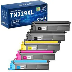 TN229XL TN229 Toner Cartridges Replacement for Brother, 5 Pack | Compatible with Brother MFC-L3780CDW MFC-L3720CDW HL-L3280CDW HL-L3220CDW HL-L3300CDW; Smart Chip, Clear Text & Color Output TN229XL TN229 Toner Cartridges Replacement for Brother, 5 Pack | Compatible with Brother MFC-L3780CDW MFC-L3720CDW HL-L3280CDW HL-L3220CDW HL-L3300CDW; Smart Chip, Clear Text & Color Output