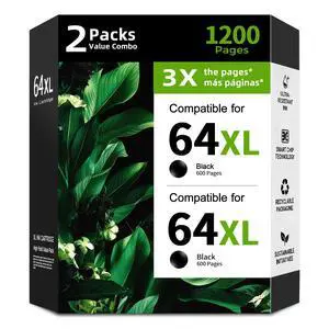 64xl Ink Cartridge Replacement for HP 64 hp64 XL (Black,2 Pack) for Envy Photo Series 7858 7855 7120 7155 7100 7158 7164 6255 6252 6232 7800 Inspire 7200e 7900e 7955e 7220 7221e Tango X Smart Printer 64xl Ink Cartridge Replacement for HP 64 hp64 XL (Black,2 Pack) for Envy Photo Series 7858 7855 7120 7155 7100 7158 7164 6255 6252 6232 7800 Inspire 7200e 7900e 7955e 7220 7221e Tango X Smart Printer