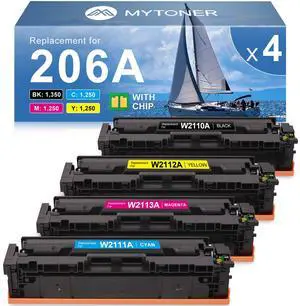 206A Toner Cartridges 4 Pack High Yield for M283fdw M283cdw M255dw | With Chip, Replacement for HP 206X W2110A W2110X, Compatible with Color LaserJet Pro M255 MFP M282 M283 Series Printer 206A Toner Cartridges 4 Pack High Yield for M283fdw M283cdw M255dw | With Chip, Replacement for HP 206X W2110A W2110X, Compatible with Color LaserJet Pro M255 MFP M282 M283 Series Printer
