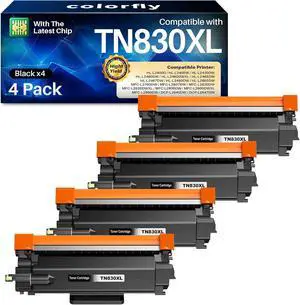TN830XL TN830 XL/V/R Toner Cartridge for Brother DCP-L2640DW 4 Pack | Compatible with Brother HL-L2460DW MFC-L2820DW HL-L2405W HL-L2400D Printer 3000 Pages High Yield TN830XL TN830 XL/V/R Toner Cartridge for Brother DCP-L2640DW 4 Pack | Compatible with Brother HL-L2460DW MFC-L2820DW HL-L2405W HL-L2400D Printer 3000 Pages High Yield