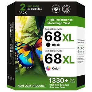 68XL 68e for HP 68 Ink Cartridges, Compatible for HP Ink 68, High Yield for HP 68 Ink Cartridges Black/Color Combo Pack Work with Envy 6155e 6555e 6100e 6552e, Deskjet 2923 2955 4327 (Black, Color) 68XL 68e for HP 68 Ink Cartridges, Compatible for HP Ink 68, High Yield for HP 68 Ink Cartridges Black/Color Combo Pack Work with Envy 6155e 6555e 6100e 6552e, Deskjet 2923 2955 4327 (Black, Color)