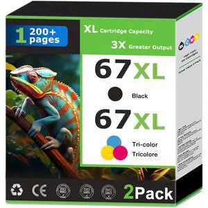 67XL Ink Cartridges Replacement for HP 67 Ink Combo Pack Compatible with HP Printer Deskjet 1255 2855e 2800e 2827e 2852e 4227e 4255e Envy 6455 6055e 6075 6432e 6458e 6475e 2-Pack Black and Tri-Color 67XL Ink Cartridges Replacement for HP 67 Ink Combo Pack Compatible with HP Printer Deskjet 1255 2855e 2800e 2827e 2852e 4227e 4255e Envy 6455 6055e 6075 6432e 6458e 6475e 2-Pack Black and Tri-Color