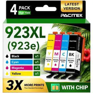 923XL Ink Cartridges Combo Pack Replacement for HP 923 923e Ink Cartridges for Printers, Compatible with OfficeJet Pro 8130 8120 8120e 8130e 8125e Printers, 4-Pack 923XL Ink Cartridges Combo Pack Replacement for HP 923 923e Ink Cartridges for Printers, Compatible with OfficeJet Pro 8130 8120 8120e 8130e 8125e Printers, 4-Pack