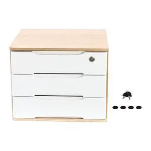 Wooden Desk Organizer with Drawers and Lock, Desktop Storage Cabinet,Drawer Organizer Desktop Drawer Wooden Storage Box for Home office Supplies (Wood&White, 3Tier) Wooden Desk Organizer with Drawers and Lock, Desktop Storage Cabinet,Drawer Organizer Desktop Drawer Wooden Storage Box for Home office Supplies (Wood&White, 3Tier)