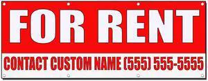 For Rent Custom Name Phone Number Red 3 Ft X 6 Ft/W 6 Grommets For Rent Custom Name Phone Number Red 3 Ft X 6 Ft/W 6 Grommets