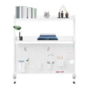 Clamp on Desk Organizer Shelf with Pegboard, Multipurpose Desktop Hutch Desk Bookshelf Desktop Bookcase Storage Rack Display Shelf for Home Office Dorm, Study Rooms, Bedrooms (White) Clamp on Desk Organizer Shelf with Pegboard, Multipurpose Desktop Hutch Desk Bookshelf Desktop Bookcase Storage Rack Display Shelf for Home Office Dorm, Study Rooms, Bedrooms (White)