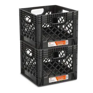 Juggernaut 16 Quart Storage Crate, Milk Crate Plastic Basket w/ 4 Handles, Organizer Bins for Office Storage & Classroom Organization, 4-Pack, Black Juggernaut 16 Quart Storage Crate, Milk Crate Plastic Basket w/ 4 Handles, Organizer Bins for Office Storage & Classroom Organization, 4-Pack, Black