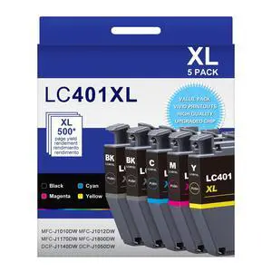 LC401XL LC401 5-Packs High Yield J1010DW Ink Cartridges Compatible for Brother 401XL LC-401 Ink Cartridges Work with MFC-J1010DW MFC-J1170DW MFC-J1012DW MFC-J1800DW (2 Black, 1 Cyan Magenta Yellow) LC401XL LC401 5-Packs High Yield J1010DW Ink Cartridges Compatible for Brother 401XL LC-401 Ink Cartridges Work with MFC-J1010DW MFC-J1170DW MFC-J1012DW MFC-J1800DW (2 Black, 1 Cyan Magenta Yellow)