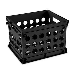 Mini Crate, Stackable Plastic Storage Bin with Handles, Organize Home, Garage, Office, School, Dorm Room, Black, 24-Pack Mini Crate, Stackable Plastic Storage Bin with Handles, Organize Home, Garage, Office, School, Dorm Room, Black, 24-Pack