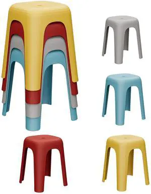 4 Pack Stackable Classroom Stools 18 Inch Nesting Plastic Stools Portable Backless Chairs for Classroom, Students, Adults, Living Room, Dining Room, Office Home 4 Pack Stackable Classroom Stools 18 Inch Nesting Plastic Stools Portable Backless Chairs for Classroom, Students, Adults, Living Room, Dining Room, Office Home