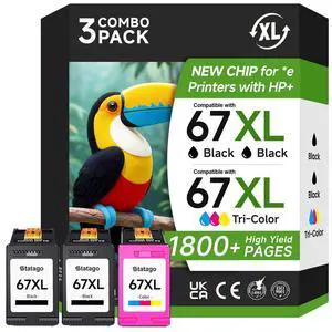 67XL Ink Cartridges Black/Color Combo Pack Compatible for HP Ink 67 67XL Printer Ink 67 for DeskJet 2700e 2700 2855e 2800 2827e 2755e 2755 4155e 4255e for Envy 6000 6055e 6455e (3 Pack) 67XL Ink Cartridges Black/Color Combo Pack Compatible for HP Ink 67 67XL Printer Ink 67 for DeskJet 2700e 2700 2855e 2800 2827e 2755e 2755 4155e 4255e for Envy 6000 6055e 6455e (3 Pack)