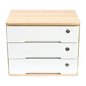 Desk Organizer with 3 Drawers, Wooden Desktop Storage Cabinet File Holder with Locks and Keys, Storage Organizer Filing Case for Office Bedroom Home, L15.8*W11*H12.2in, Wood & White Desk Organizer with 3 Drawers, Wooden Desktop Storage Cabinet File Holder with Locks and Keys, Storage Organizer Filing Case for Office Bedroom Home, L15.8*W11*H12.2in, Wood & White