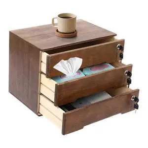 Desk Organizer with 3 Drawers, Wooden Desktop Storage Cabinet File Holder with Locks and Keys, Storage Organizer Filing Case for Office Bedroom Home, L15.8*W11*H12.2in, Walnut Desk Organizer with 3 Drawers, Wooden Desktop Storage Cabinet File Holder with Locks and Keys, Storage Organizer Filing Case for Office Bedroom Home, L15.8*W11*H12.2in, Walnut