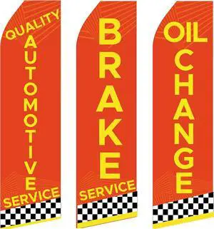 Automotive Service Oil Change Brake Service King Flags Pack of 3 | 3 ft x 11.5 ft Outdoor Advertising Feather Flags for Auto Shops | Weatherproof Polyester Business Banners (Hardware Not Included) Automotive Service Oil Change Brake Service King Flags Pack of 3 | 3 ft x 11.5 ft Outdoor Advertising Feather Flags for Auto Shops | Weatherproof Polyester Business Banners (Hardware Not Included)