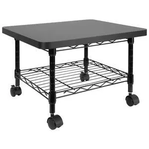 Under Desk Printer Stand with Wheels | Mobile Printer and Fax Cart with Storage Shelf for Office and Home Use, 2 Tiers (Black) Under Desk Printer Stand with Wheels | Mobile Printer and Fax Cart with Storage Shelf for Office and Home Use, 2 Tiers (Black)