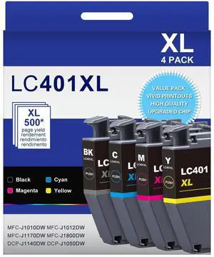 LC401XL LC401 4-Packs High Yield J1010DW Ink Cartridges Compatible for Brother 401XL LC-401 Ink Cartridges Work with MFC-J1010DW MFC-J1170DW MFC-J1012DW MFC-J1800DW (Black Cyan Magenta Yellow) LC401XL LC401 4-Packs High Yield J1010DW Ink Cartridges Compatible for Brother 401XL LC-401 Ink Cartridges Work with MFC-J1010DW MFC-J1170DW MFC-J1012DW MFC-J1800DW (Black Cyan Magenta Yellow)