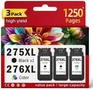 275XL 276XL Ink Cartridges Replacement for Canon Ink 275 276 XL PG-275 CL-276 (2-Black, 1-Color, 3-Pack) for TR4700 TR4720 TS3700 TS3722 TS3522 TR4722 TS3500 TS3520 TS3720 TR4723 TR4725 Printers 275XL 276XL Ink Cartridges Replacement for Canon Ink 275 276 XL PG-275 CL-276 (2-Black, 1-Color, 3-Pack) for TR4700 TR4720 TS3700 TS3722 TS3522 TR4722 TS3500 TS3520 TS3720 TR4723 TR4725 Printers