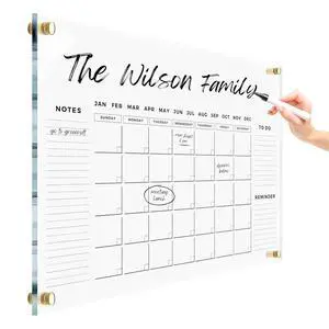 Premium Dry Erase Acrylic Wall Calendar Ultra-Clear - Customizable Wall Calendar 2026 Office Board Reusable Whiteboard Dry Erase Planner Family Calendar Calendar w Marker (28x20" - Gold Standoff) Premium Dry Erase Acrylic Wall Calendar Ultra-Clear - Customizable Wall Calendar 2026 Office Board Reusable Whiteboard Dry Erase Planner Family Calendar Calendar w Marker (28x20" - Gold Standoff)