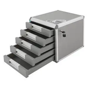 5 Tier Aluminium Desktop Drawer Organizer, File Organizer with Locking Drawer, Lockable Drawer Organizer, Office School Administrative Office Supplies 5 Tier Aluminium Desktop Drawer Organizer, File Organizer with Locking Drawer, Lockable Drawer Organizer, Office School Administrative Office Supplies