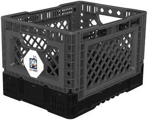 Heavy Duty Collapsible & Stackable Plastic Milk Crate - Snap Lock Foldable Industrial Garage Storage Bin Container Utility Tote Basket (Charcoal Gray, 1 Small Crate) Heavy Duty Collapsible & Stackable Plastic Milk Crate - Snap Lock Foldable Industrial Garage Storage Bin Container Utility Tote Basket (Charcoal Gray, 1 Small Crate)