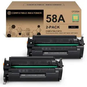 58A CF258A Black Toner Cartridge 2 Pack (with Chip) Works with HP Pro MFP M428dw M428fdw M428fdn M428, Pro M404n M404dn M404dw M404, Enterprise MFP M430f M406dn M430 M406 Series Printer | 58A 58X 58A CF258A Black Toner Cartridge 2 Pack (with Chip) Works with HP Pro MFP M428dw M428fdw M428fdn M428, Pro M404n M404dn M404dw M404, Enterprise MFP M430f M406dn M430 M406 Series Printer | 58A 58X