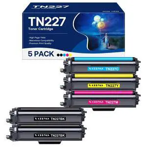 TN227 High Yield Toner Cartridge 5 Pack, Compatible for Brother TN227 TN223 with MFC-L3770CDW HL-L3270CDW HL-L3210CW HL-L3230CDW HL-L3230CDN HL-L3290CDW MFC-L3710CW MFC-L3750CDW, TN-227BK/C/M/Y TN227 High Yield Toner Cartridge 5 Pack, Compatible for Brother TN227 TN223 with MFC-L3770CDW HL-L3270CDW HL-L3210CW HL-L3230CDW HL-L3230CDN HL-L3290CDW MFC-L3710CW MFC-L3750CDW, TN-227BK/C/M/Y