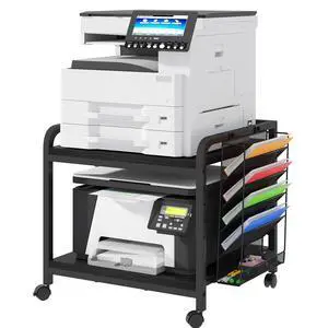 24"x20" Large Printer Stand with Hanging File Holder Organizer, Adjustable Height Shelf with Wheels, Under Desk Table with Storage for Printer Scanner Fax Home Office Use Black 24"x20" Large Printer Stand with Hanging File Holder Organizer, Adjustable Height Shelf with Wheels, Under Desk Table with Storage for Printer Scanner Fax Home Office Use Black