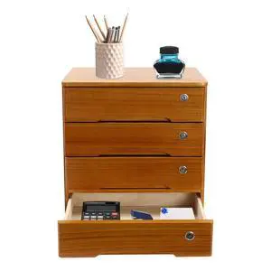 4 Drawers Wooden Desktop Storage Box W/Lockable Drawers,16 In H Office Supplies File Organizer, Flat File Cabinet,Wood Rail & Curved Handle For Dresser Tabletop. (Wood Yellow) 4 Drawers Wooden Desktop Storage Box W/Lockable Drawers,16 In H Office Supplies File Organizer, Flat File Cabinet,Wood Rail & Curved Handle For Dresser Tabletop. (Wood Yellow)