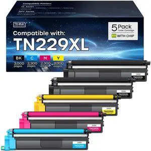 TN229 TN229XL Toner Cartridges for Brother MFC-L3780CDW 5 Pack | TN 229XL Work With MFC-L3720CDW HL-L3220CDW HL-3280CDW HL-L3300CDW Printers High Yield 3,000 pages Black/2,300 pages Color TN229 TN229XL Toner Cartridges for Brother MFC-L3780CDW 5 Pack | TN 229XL Work With MFC-L3720CDW HL-L3220CDW HL-3280CDW HL-L3300CDW Printers High Yield 3,000 pages Black/2,300 pages Color