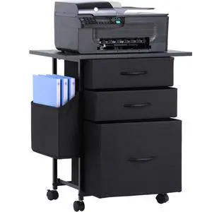 Printer Stand with 3 Fabric Drawer, Mobile File Cabinet for Home Office with Storage Bag, Rolling Under Desk Organizer Shelf, Fits A4 or Letter Size, Complete Top Plate Fast Assembly (Night Black) Printer Stand with 3 Fabric Drawer, Mobile File Cabinet for Home Office with Storage Bag, Rolling Under Desk Organizer Shelf, Fits A4 or Letter Size, Complete Top Plate Fast Assembly (Night Black)