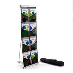 Mesh Brochure Holder - 1.8ft x 4.6ft Portable Literature Stand with 4 Pockets & Carrying Bag, Collapsible Literature Rack For Businesses, Standing Brochure Holder, Vendor Booth Supplies Mesh Brochure Holder - 1.8ft x 4.6ft Portable Literature Stand with 4 Pockets & Carrying Bag, Collapsible Literature Rack For Businesses, Standing Brochure Holder, Vendor Booth Supplies