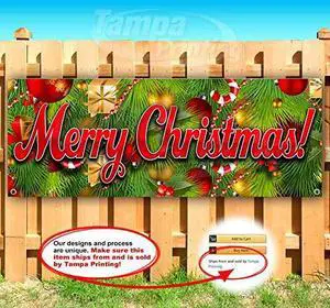 Merry Christmas Banner 13 oz | Non-Fabric | Heavy-Duty Vinyl Single-Sided with Metal Grommets Merry Christmas Banner 13 oz | Non-Fabric | Heavy-Duty Vinyl Single-Sided with Metal Grommets