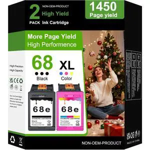 68XL Ink Cartridge High Yield Compatible for HP 68 Ink Cartridges Black/Color Combo Pack(2-Pack) Compatible for HP Envy 6155e, 6500e, 6552e, 6555e, 6558e, 6100e, 6152e Printer(1 Black, 1 Tri-Color) 68XL Ink Cartridge High Yield Compatible for HP 68 Ink Cartridges Black/Color Combo Pack(2-Pack) Compatible for HP Envy 6155e, 6500e, 6552e, 6555e, 6558e, 6100e, 6152e Printer(1 Black, 1 Tri-Color)
